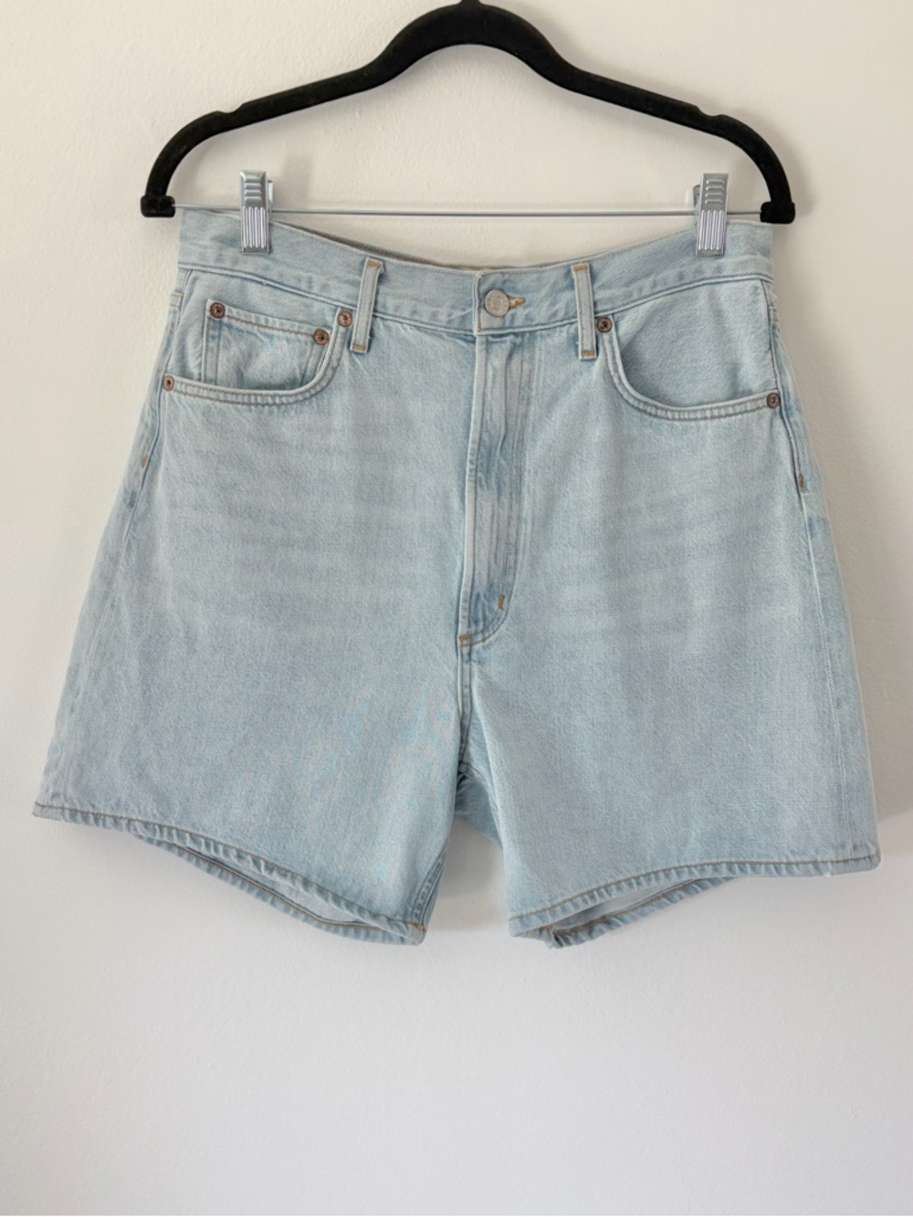 Agolde Light Wash High-Rise Jean Shorts - Picture 2 of 7